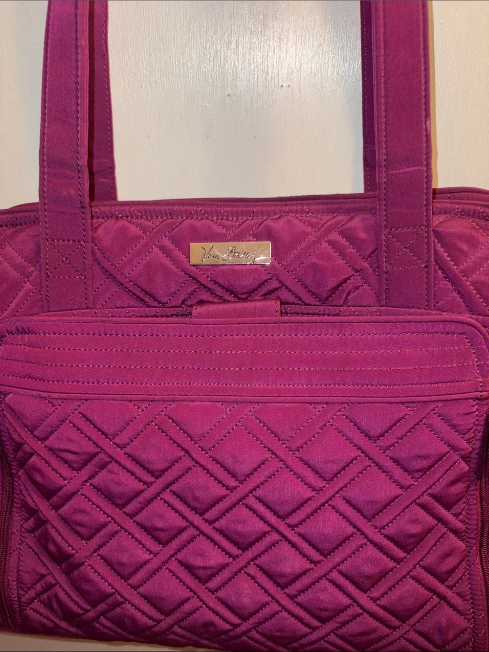 Vera Bradley Quilted Plum Diaper Bag with attached Zip-Out Cloth Changing Pad